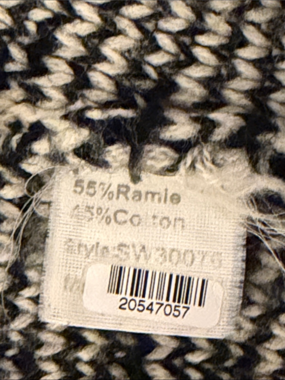 Open Front Shawl-Collar Cardigan Sweater in Cream and Black - Picture 3 of 3